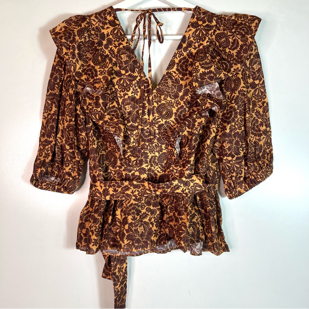 NWOT Christy Lynn Stephanie Wrap Top Sienna Linen Size Medium - Picture 10 of 16